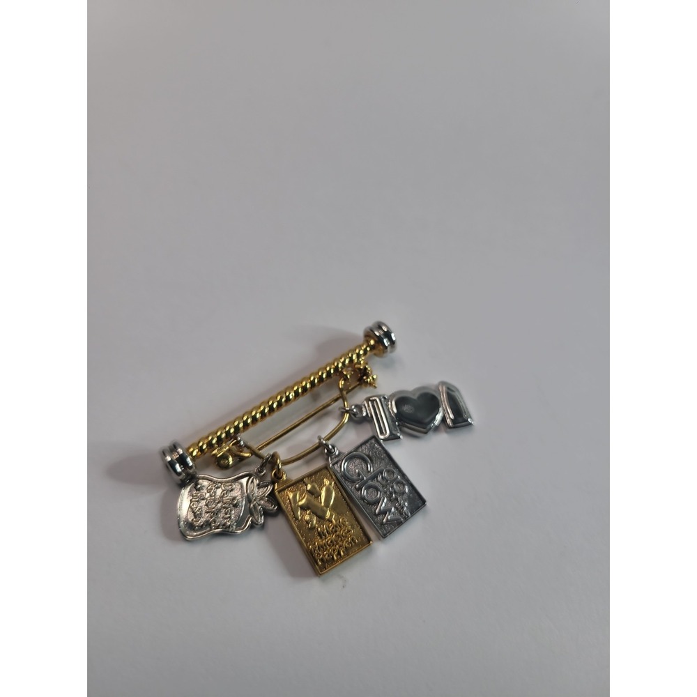 Vintage Mary Kay Sales Award Charm Brooch Gold Silver Tone Year Milestone Pin